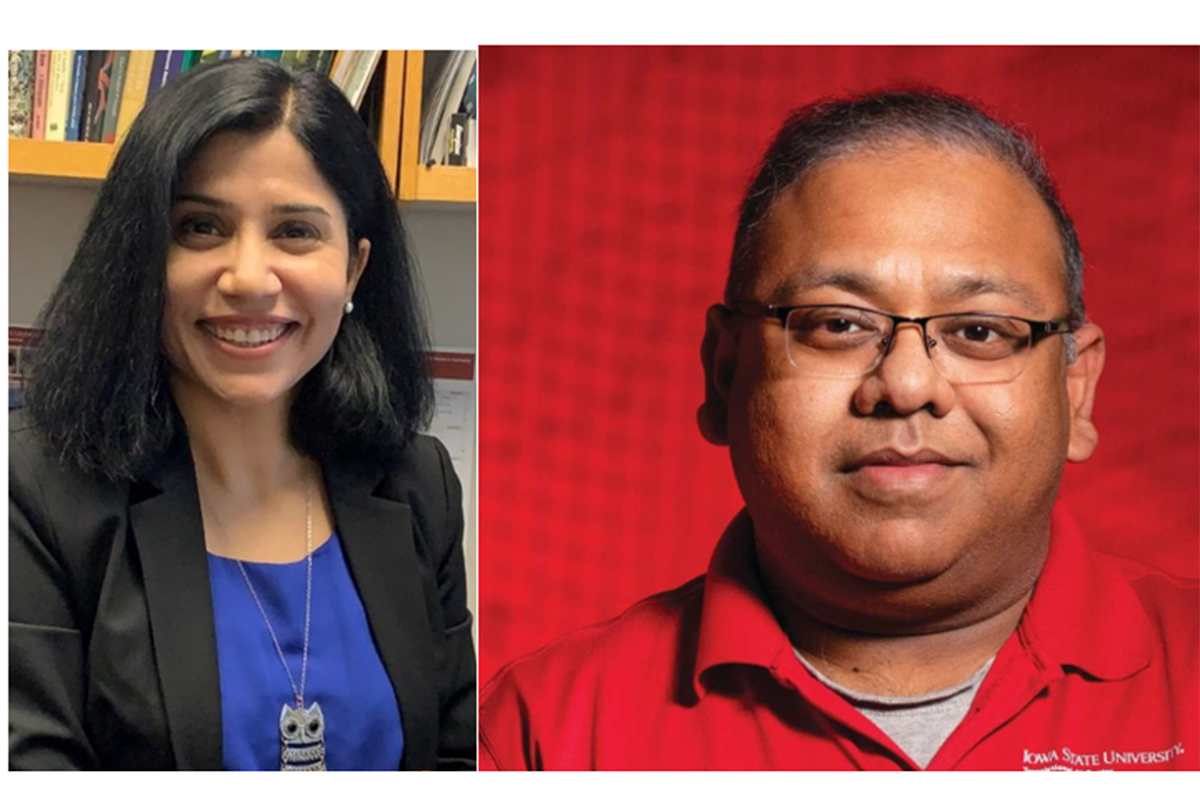 Shown from left, Iowa State University's Arti Singh and Soumik Sarkar