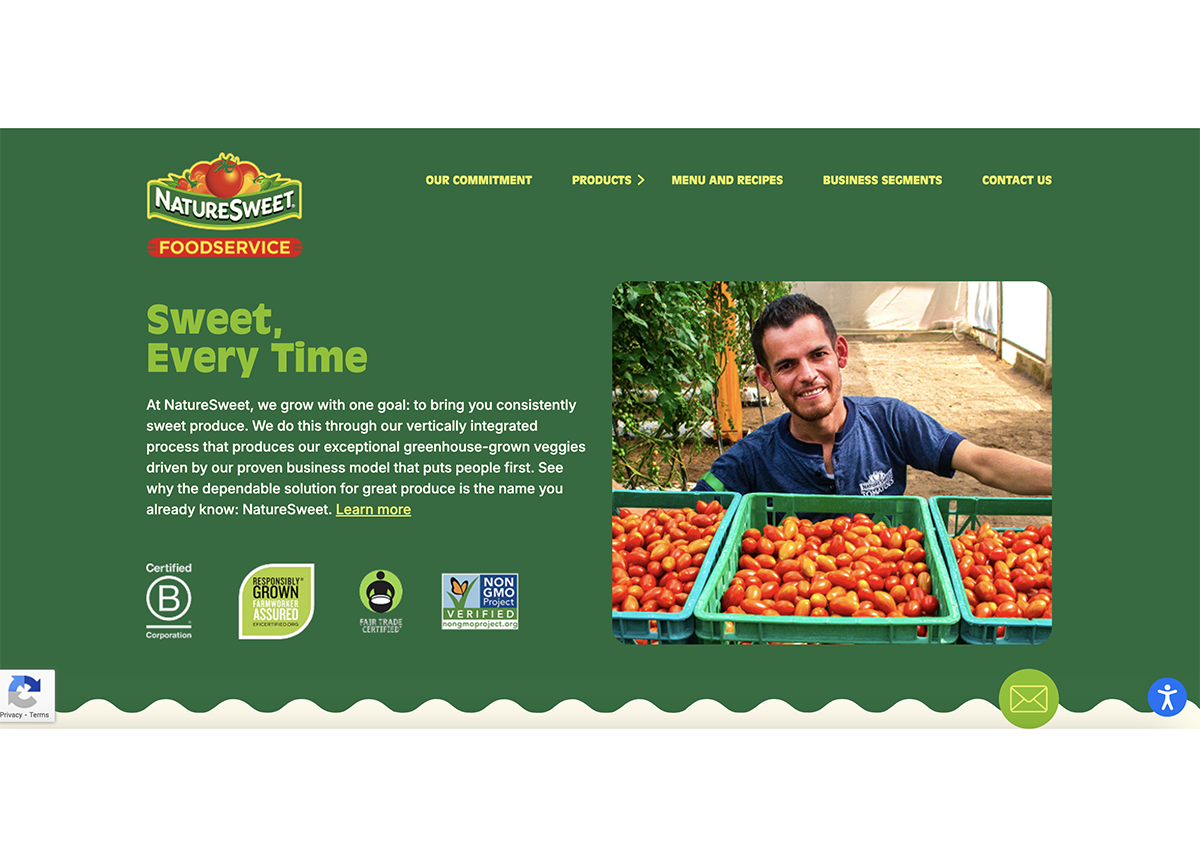 NatureSweet Debuts Website Built for Foodservice Professionals