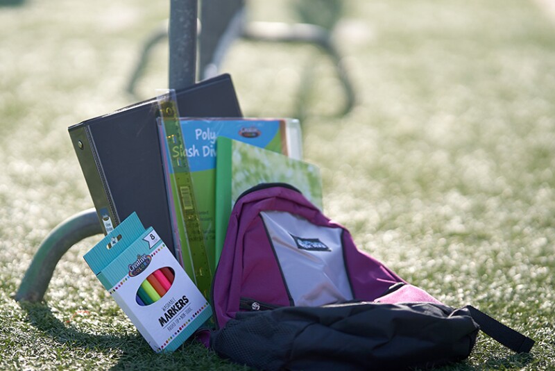 Lipman backpack drive. Photo courtesy Lipman Family Farms