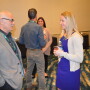 Brian Zomorodi, vice president of quality and food safety for Apio Inc., Guadalupe, Calif., visits with Danielle Gilmartin, senior operations manager for New York-based HelloFresh at a reception at the 2018 freshPACKmoves conference May 22 in Monterey, Calif.