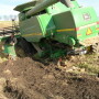 Combine stuck in gully