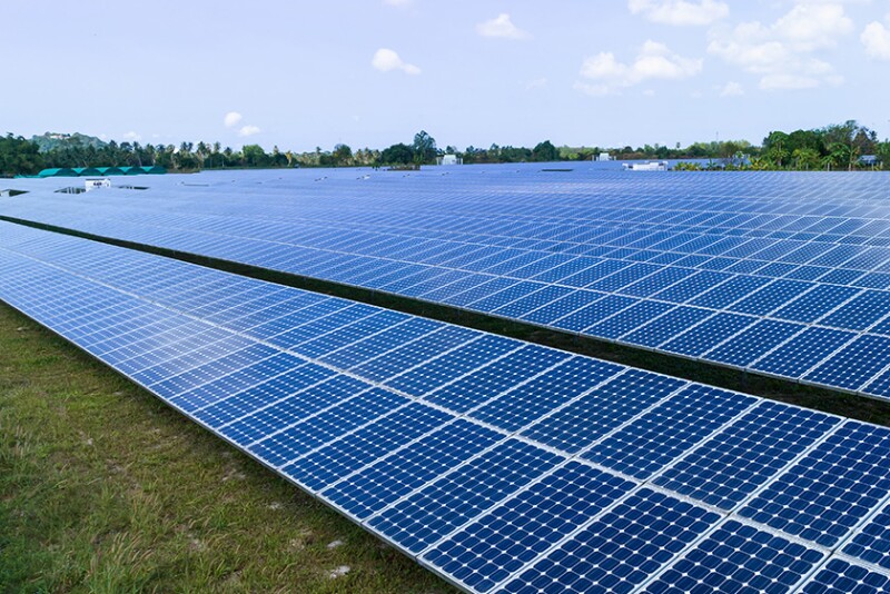 Solar panels in field