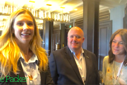 The Packer's Northeast editor, Amy Sowder, chats with outgoing Quebec Produce Marketing Association president Dino Farrese and the winner of the 2019 Next Generation Intern, Jane Collin.