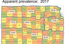 Kansas State University research shows a high prevalence of anaplasmosis in Eastern Kansas, and higher-than-expected prevalence further west.