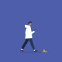 guy on cell phone about to fall from banana peel