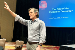 Paul Rice speaks to a crowd. 