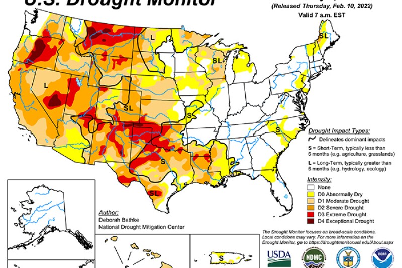 US Drought Map Feb. 8