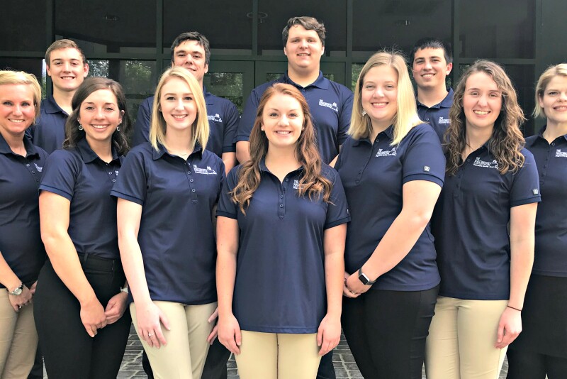 Front row: (from left) Erin Wagoner, Katyann Graham, Emily Johnson, Kara Schueler, Sami Buckert, Hannah Miller and Jessica Spurgin. Back row: (from left) Zach Rankin, Jason Graham, Dalton Whitten and Frederick Grohmann.