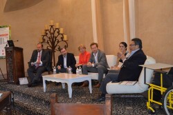 Moderated by Lance Jungmeyer(left to right), president of the Fresh Produce Association of the Americas, the panel also included Walter Ram, vice president of food safety for The Giumarra Companies, Cathy Burns, president and CEO of the Produce Marketing Association, James Martin, director of sustainability for Wilson Produce, Dari Duval, economic analyst with the University of Arizona, and  Martin Ley, president of Fresh Evolution LLC.
