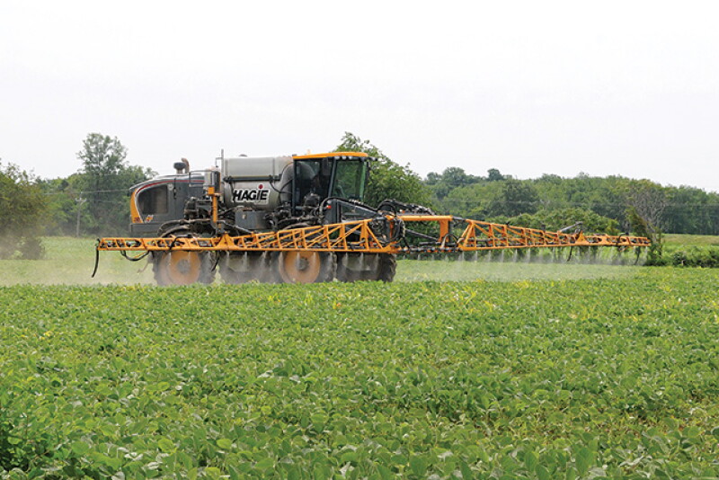 Herbicide application in soybeans.