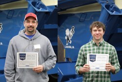 The contest winners – Michael Douglas from Henry County, Kentucky, (right) and Jeremy Smart from Peebles, Ohio (left) – both own carts from that historic first run. 