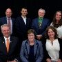 The USAHA Executive Committee includes: Front row, from left: Boyd Parr, DVM SC, Past President; Barb Determan, IA, President, Kristin Haas, DVM, VT, President Elect. Back row, from left: Charlie Hatcher, DVM, TN, Third Vice President; Marty Zaluski, DVM, MT, First Vice President; Paul McGraw, DVM, WI, Second Vice President; Annette Jones, DVM, CA, Treasurer.