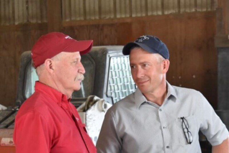 Dan Loy, left, director of the Iowa Beef Center, with Dan Thomson