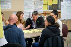 Rainier Fruit's Mark Zirkle (center) participates in Equitable Food Initiative training.