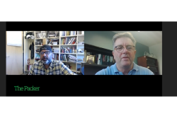 The Packer’s Tom Karst visited with Jay Singh of Cal Poly on April 17.