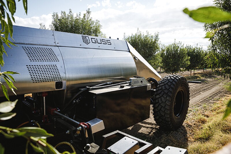On the machine, nine sensors detect, target and spot spray weeds on the orchard floor. The GUSS system is engineered to use LIDAR technology to stay in the row. 
The GUSS system allows one operator to monitor up to eight GUSS sprayers from a laptop.  
