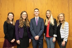 Abbey Schiefelbein, Kimball, Minn.; Katie Lybarger, Garnett, Kansas; Colton Ivers, Austin, Minn.; Hannah Williams, Kearney, Neb.; and Annie Schoetmer, Batesville, Ind.