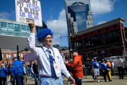 Richard Jackson of Pilot Oak, Ky., heads to Bridgestone Arena before the 2017 SEC Men's Basketball Tournament games on Friday, March 10, 2017 in Nashville, Tenn.