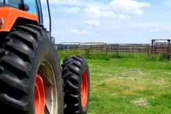 Tractor in a pasture.
