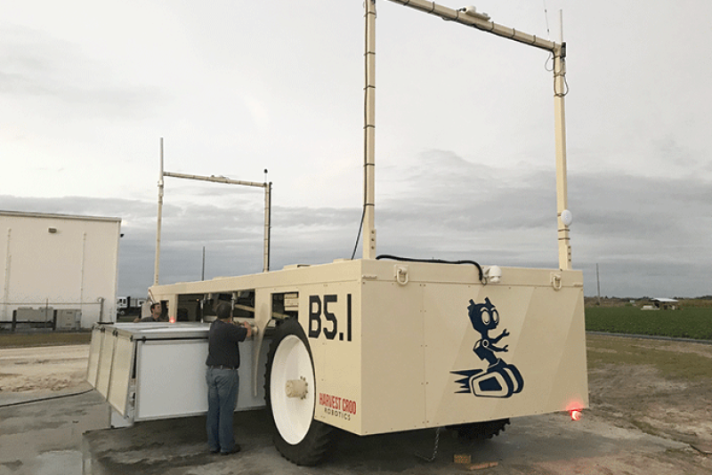 Plant City, Fla.-based Harvest CROO Robotics has developed a new version of its robotic
harvester — the Berry 5 — says Gary Wishnatzki, co-founder of Harvest CROO Robotics and
president, CEO and owner of Wish Farms in Plant City.