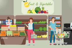 Produce shoppers illustration