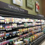 The juice and specialty beverage display at an Albertsons location.
