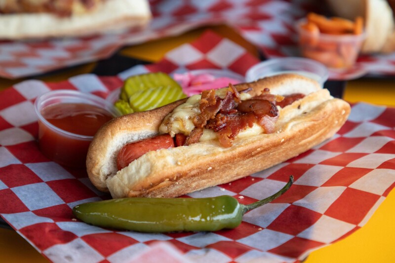 hotdog with bacon