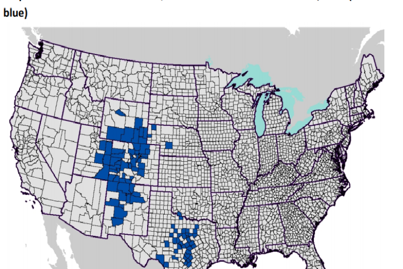 The 2019 outbreak has been confined to seven Western states; Colorado, Nebraska, New Mexico, Oklahoma, Texas, Utah, and Wyoming, with nearly all confirmed cases affecting equines rather than cattle.