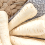 The white smooth-skin parsnip variety, known as Sabre.