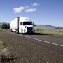 Tractor trailer traveling on a road