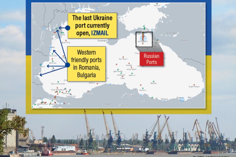 John Payne of hEDGEpoint Global Markets says there's one remaining port in Ukraine currently open, which is Izmail. He says the port is located extremely west, almost in Romania, and while Russia also targeted Izmail over the weekend, but to a lesser degree with grain continuing to move from that location.