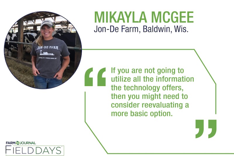 Mikayla McGee of Jon-De Farm in Baldwin, Wis., oversees all employees, the hospital barn and more. 