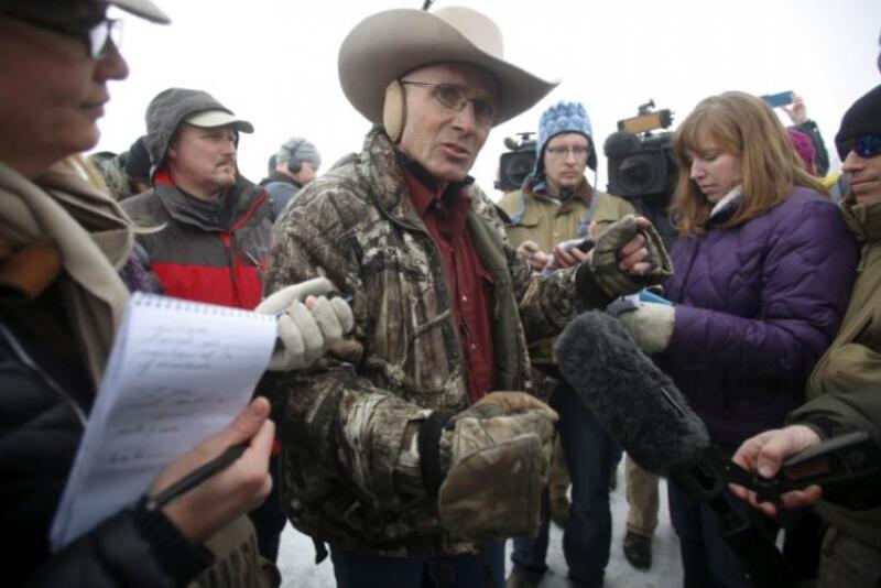 Lavoy Finicum talking to reporters.