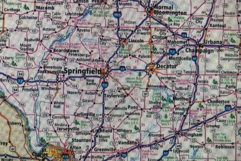 road map of a portion of Illinois