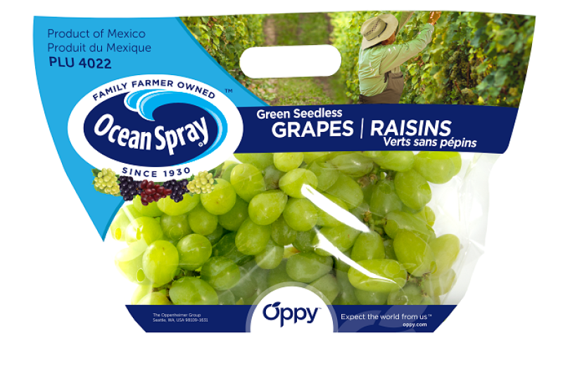 A mock-up of Ocean Spray brand grapes from Oppy.