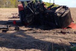 Tractor hit by landmine