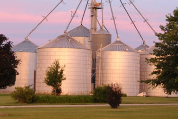grain bin sunset