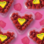 heart-shaped raspberry clamshell
