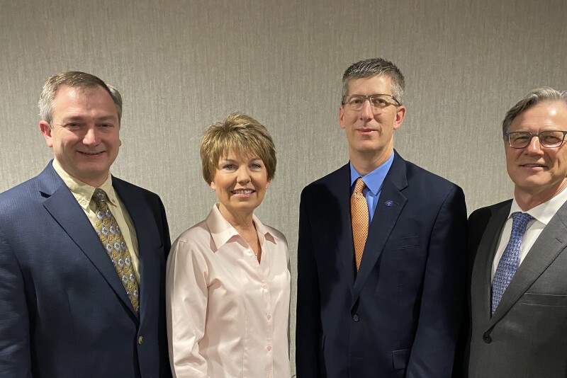 (l to r): AASV announces its 2020 officers, including President Jeffrey Harker, President-Elect Mary Battrell, Vice President Michael Senn and Immediate Past-President Nathan Winkelman.