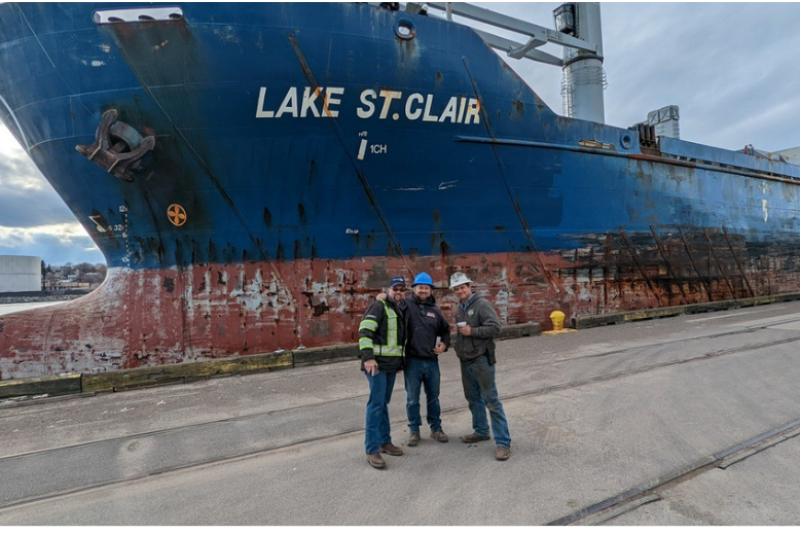 The Lake St. Clair ship is moving thousands of metric tons of grain to Europe.