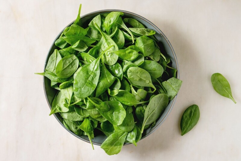 Spinach salad in a bowl