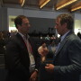 Don Barnett, (left) COO of Sun Basket, visits with keynote speaker and author Dan Buettner, after his presentation on how people can live longer and healthier lives.