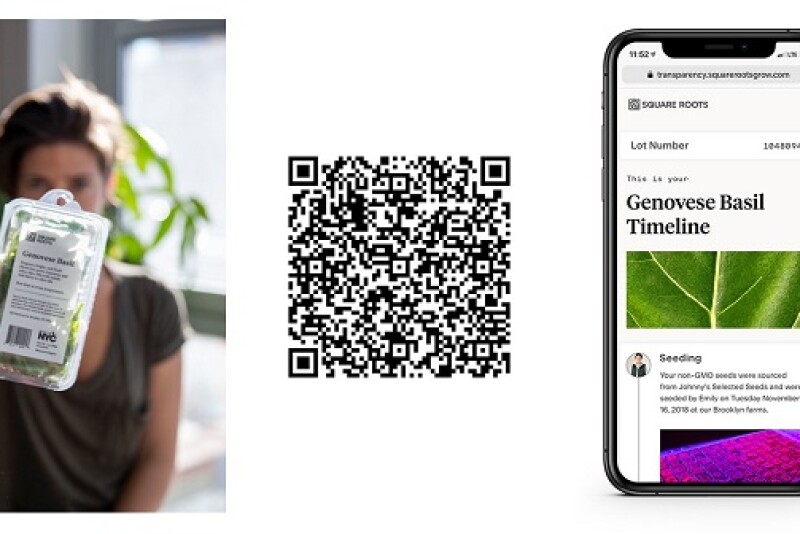 Urban farm Square Roots has unveiled what they call a transparency timeline, accessed via QR code on their packaging.
