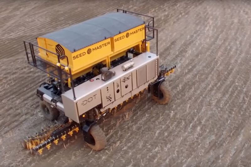 The DOT power platform is a U-shaped, diesel-powered, hydraulically driven platform designed to be equipped with seeding implements as well as others designed to be “DOT-Ready”. 