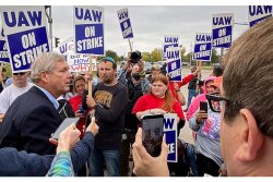 U.S. Department of Agriculture USDA Secretary Tom Vilsack met with the men and women of United Auto Workers Local 450 as they continue their fight for a fair wage, better benefits, and a secure retirement at the John Deere Des Moines Works, in Ankeny, Iowa, on October 20, 2021. USDA Photo by Lance Cheung.