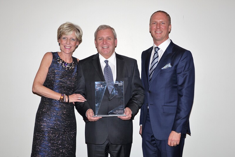 Oppy chairman, president and CEO John Anderson is flanked by his wife Jo-Anne and son Ryan at the March 1 gala event in Toronto where Anderson accepted his Canada's Most Admired CEO award.