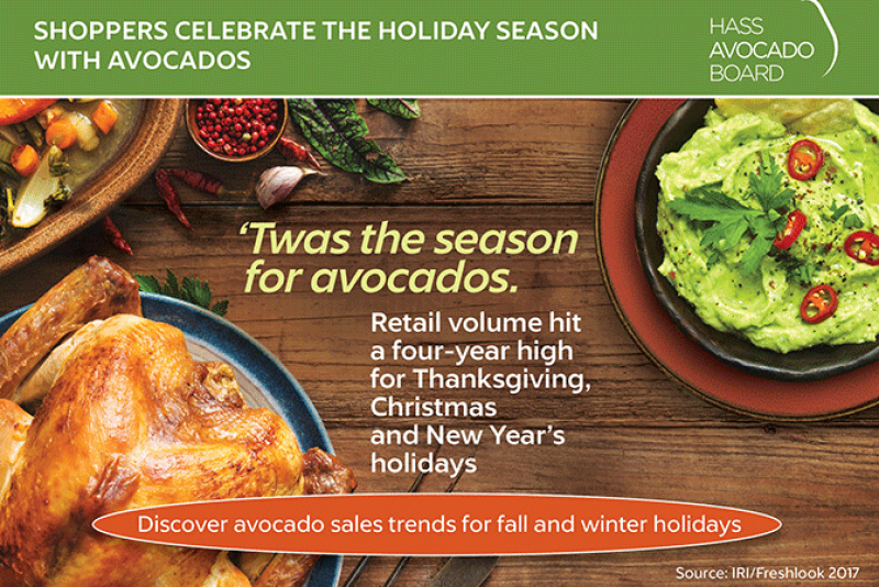 Halloween, Thanksgiving, Christmas and New Year's avocado sales were records in 2017.