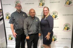 Zac Benedict, online marketing director for the California Avocado Commission, Irvine,  Calif., with David Cruz, business development director, and April Aymami, industry affairs director. The commission was concluding its celebation of its 40th anniversary at Fresh Summit.
