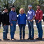 Left to right: Grant Gardiner, Greg Gardiner, Mark Gardiner, Lorna Marshall of Select Sires, Ransom Gardiner, Cole Gardiner and Quanah Gardiner.