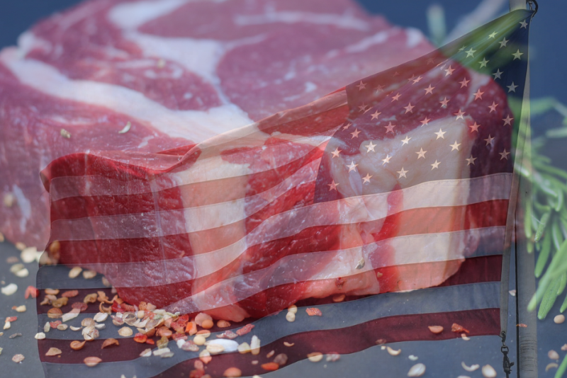 Steak with U.S. Flag